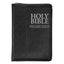 Black Faux Leather Compact King James Version Bible with Zippered Closure