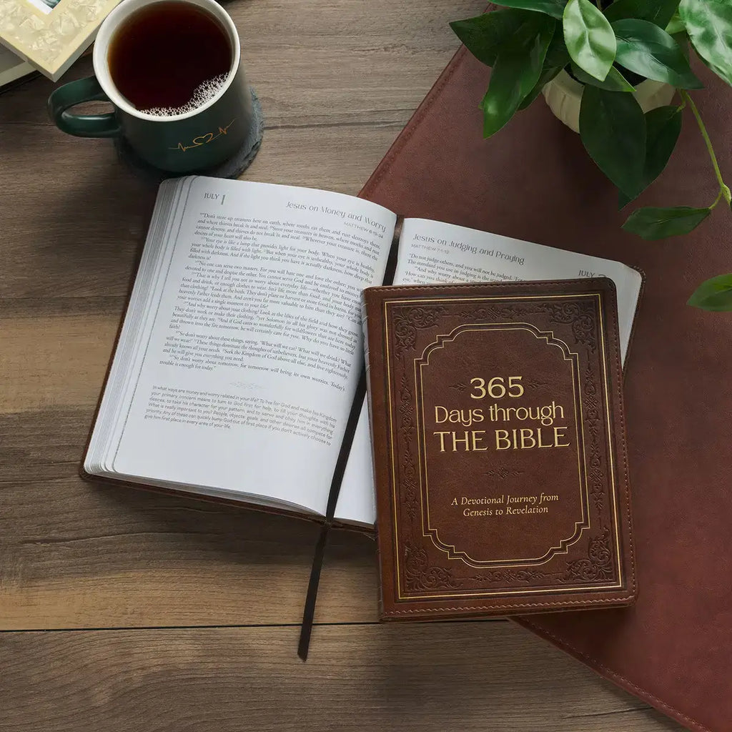 365 Days through the Bible Chestnut Brown Faux Leather Daily Devotional