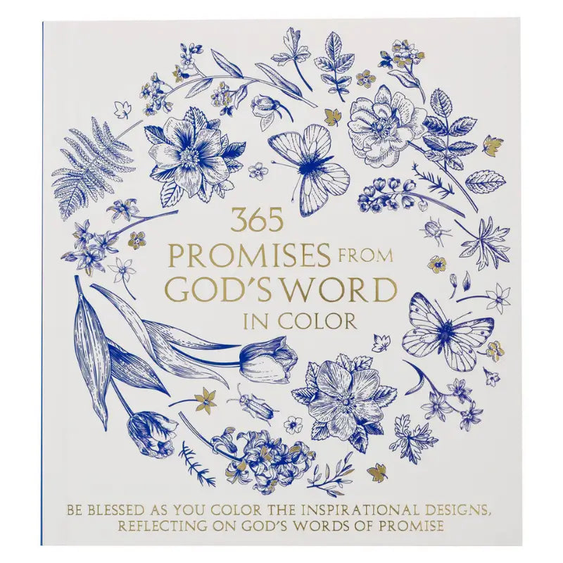365 Promises from God's Word in Color Blue Floral Coloring Book Main image