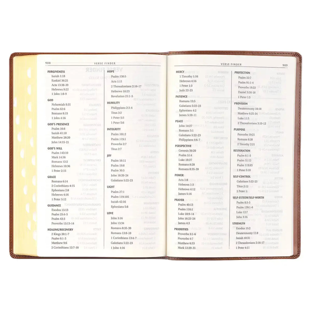Antiqued Brown Faux Leather Large Print Thinline King James Version Bible with Thumb Index