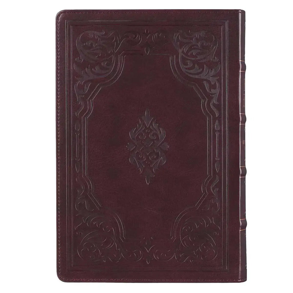 Antiqued Dark Brown Faux Leather Giant Print Full-size King James Version Bible with Thumb Index