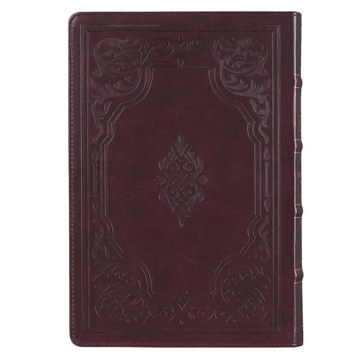 Antiqued Dark Brown Faux Leather Giant Print Full-size King James Version Bible with Thumb Index