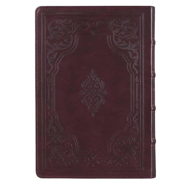 Antiqued Dark Brown Faux Leather Giant Print Full-size King James Version Bible with Thumb Index