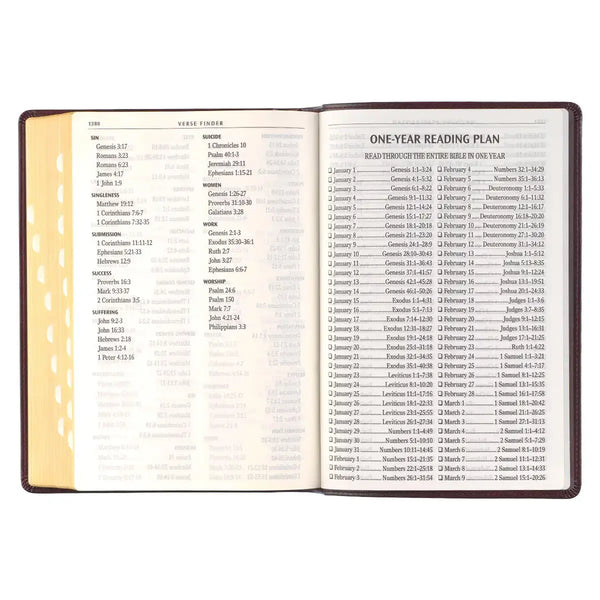 Antiqued Dark Brown Faux Leather Giant Print Full-size King James Version Bible with Thumb Index