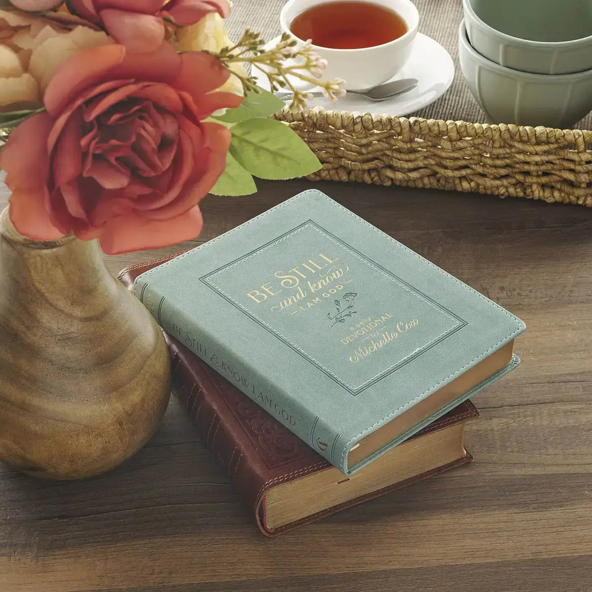 Be Still & Know I Am God Dusty Teal Faux Leather Devotional