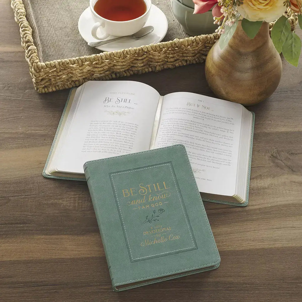 Be Still & Know I Am God Dusty Teal Faux Leather Devotional