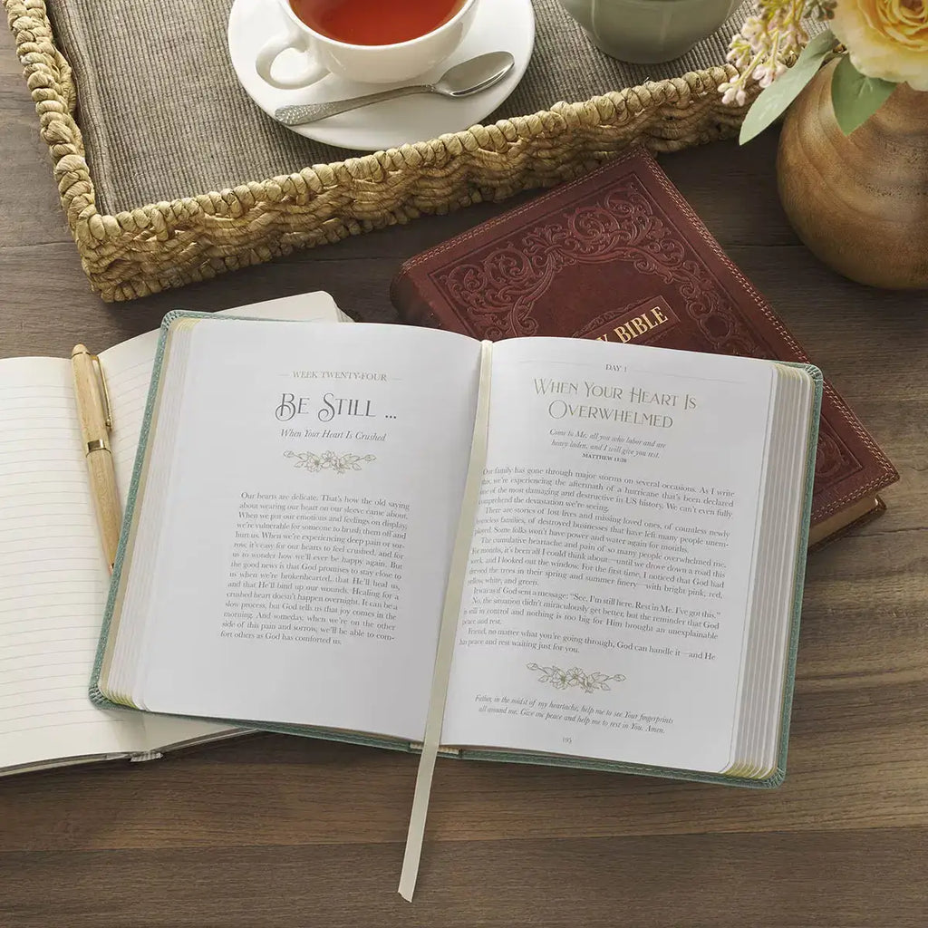 Be Still & Know I Am God Dusty Teal Faux Leather Devotional