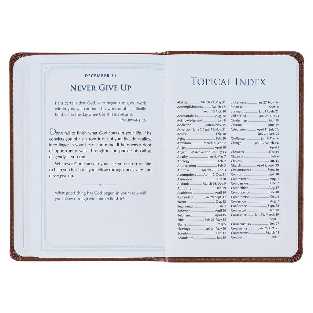 Be Strong & Steadfast Brown Faux Leather Daily Devotional