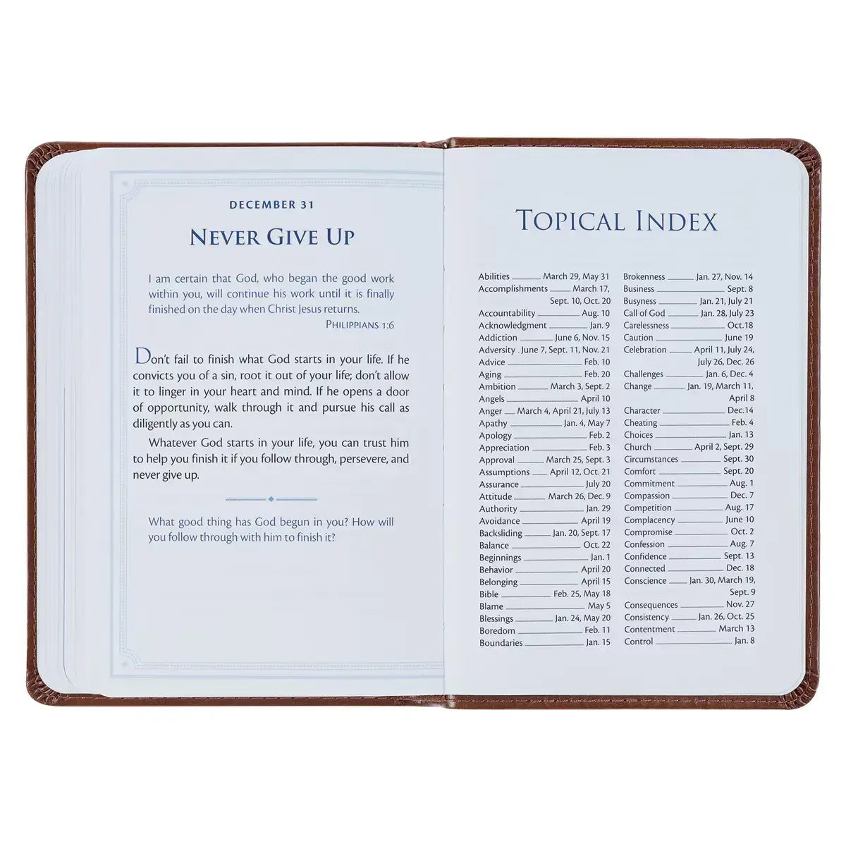 Be Strong & Steadfast Brown Faux Leather Daily Devotional