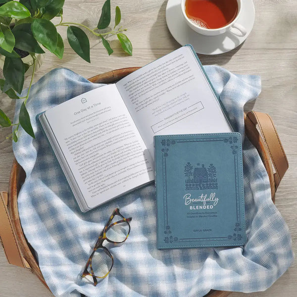 Beautifully Blended Blue Faux Leather Daily Devotional for Couples