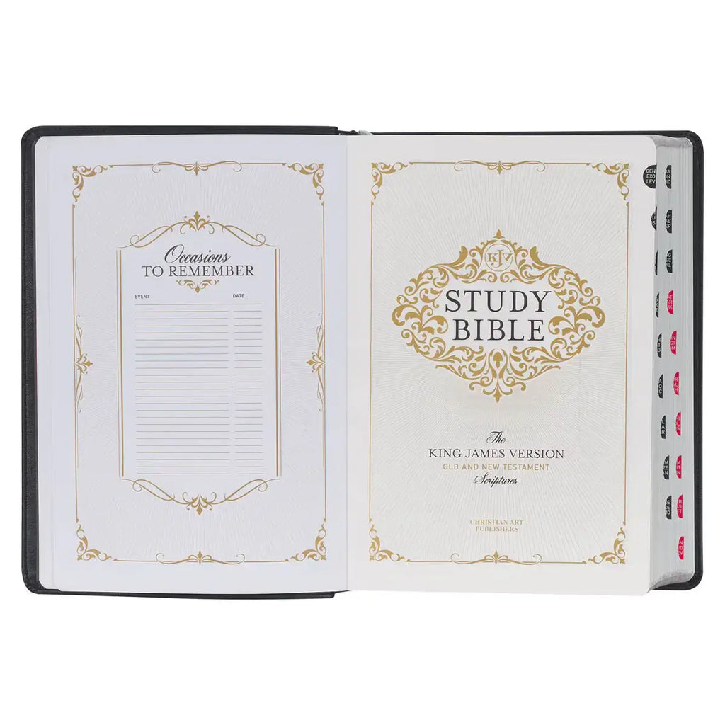 Black Faux Leather King James Study Bible with Thumb Index
