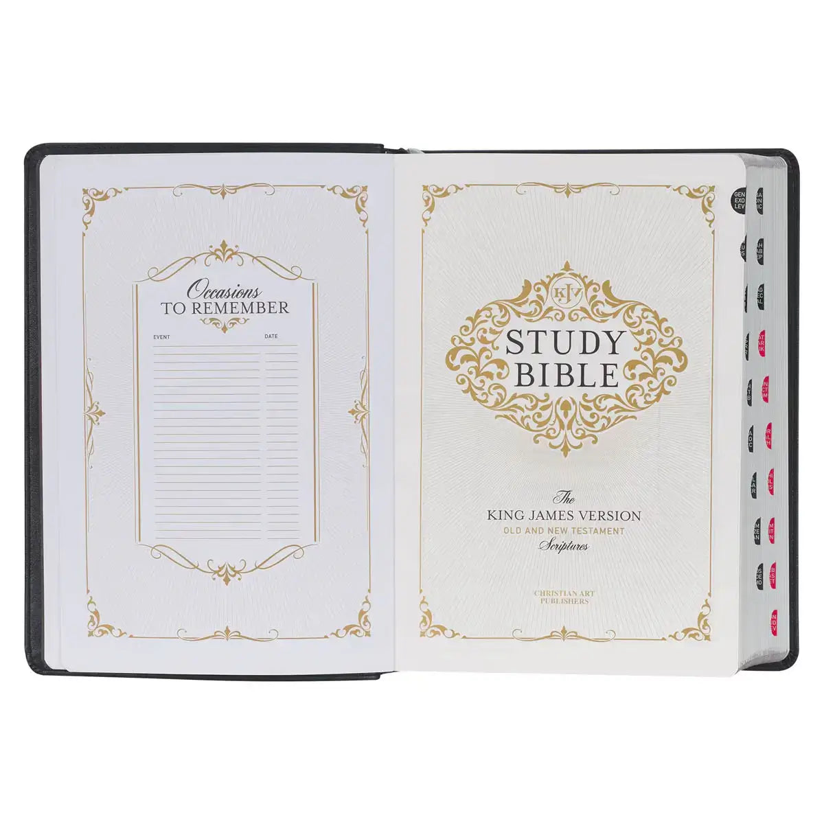 Black Faux Leather King James Study Bible with Thumb Index