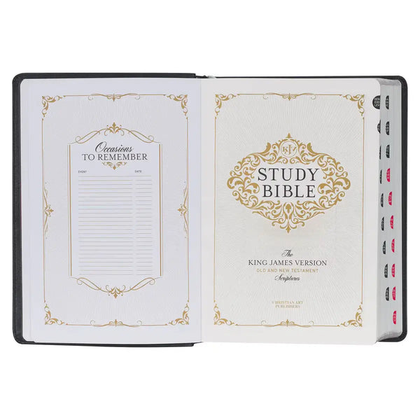 Black Faux Leather King James Study Bible with Thumb Index