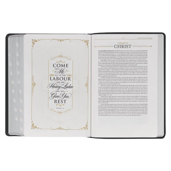 Black Faux Leather King James Study Bible with Thumb Index