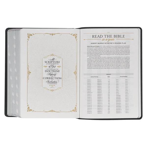 Black Faux Leather King James Study Bible with Thumb Index