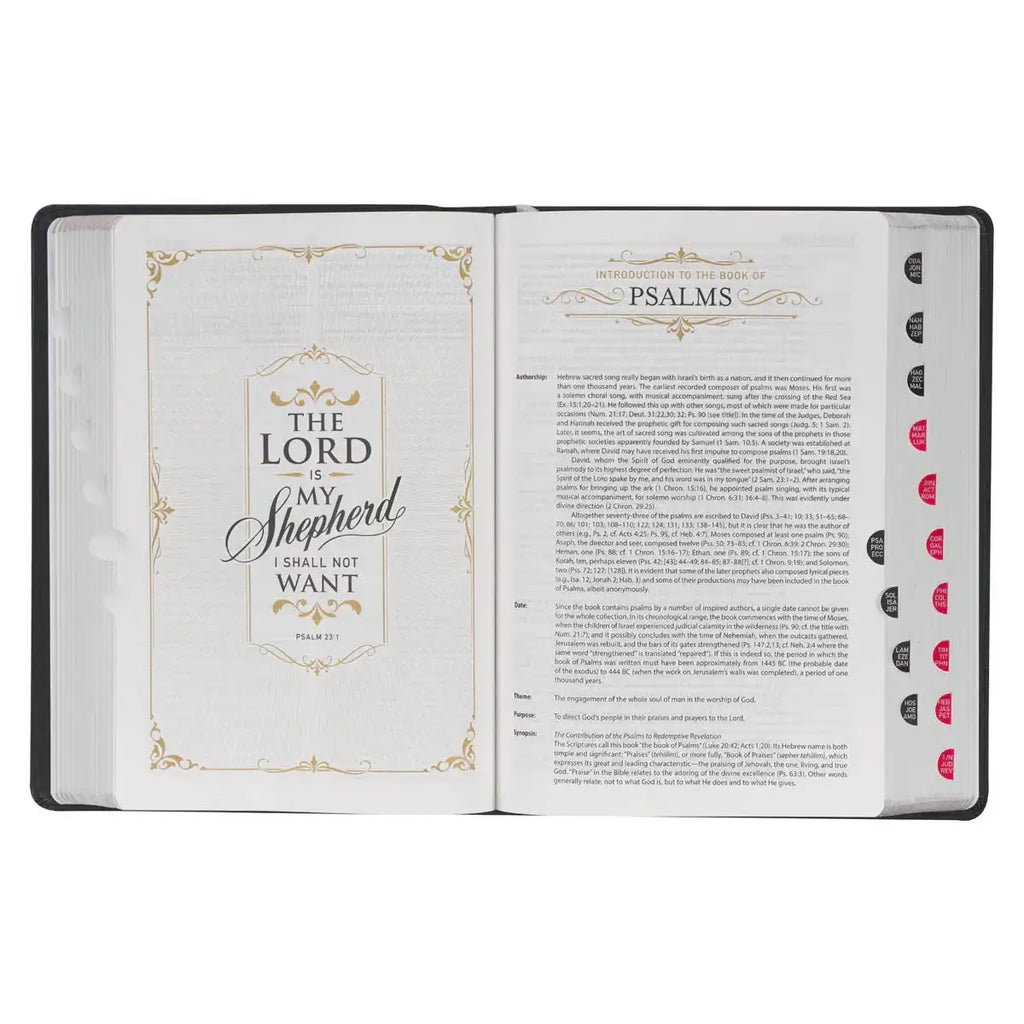 Black Faux Leather King James Study Bible with Thumb Index