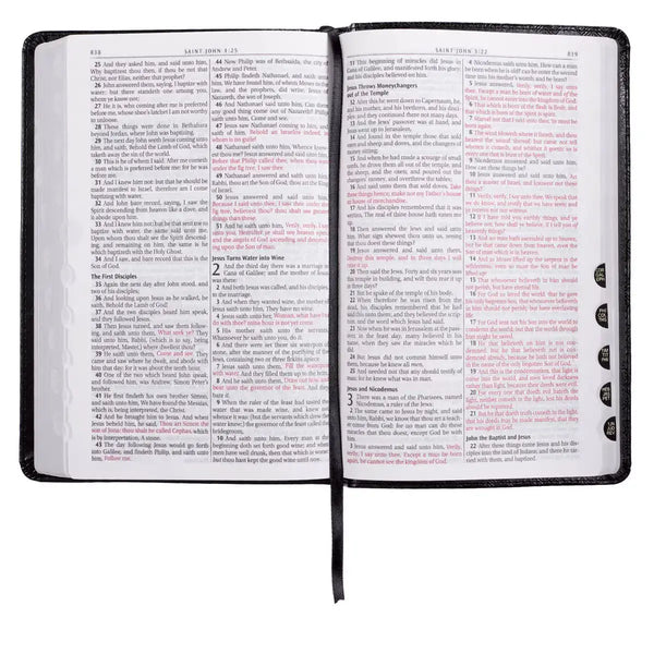 Black Faux Leather King James Version Deluxe Gift Bible with Thumb Index