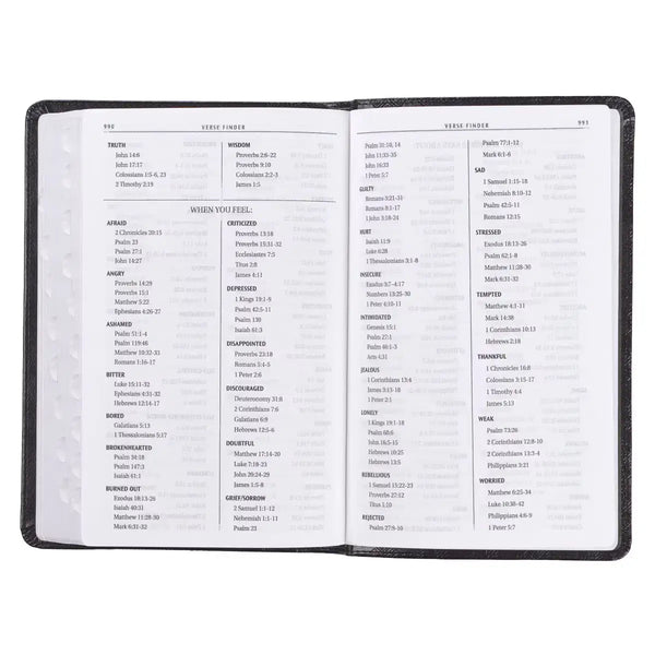 Black Faux Leather King James Version Deluxe Gift Bible with Thumb Index