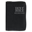 Black Faux Leather King James Version Pocket Bible with Zippered Closure