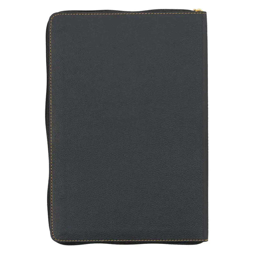 Black Faux Leather Large Print Thinline KJV Bible with Thumb Index & Zippered Closure