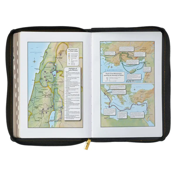 Black Faux Leather Large Print Thinline KJV Bible with Thumb Index & Zippered Closure