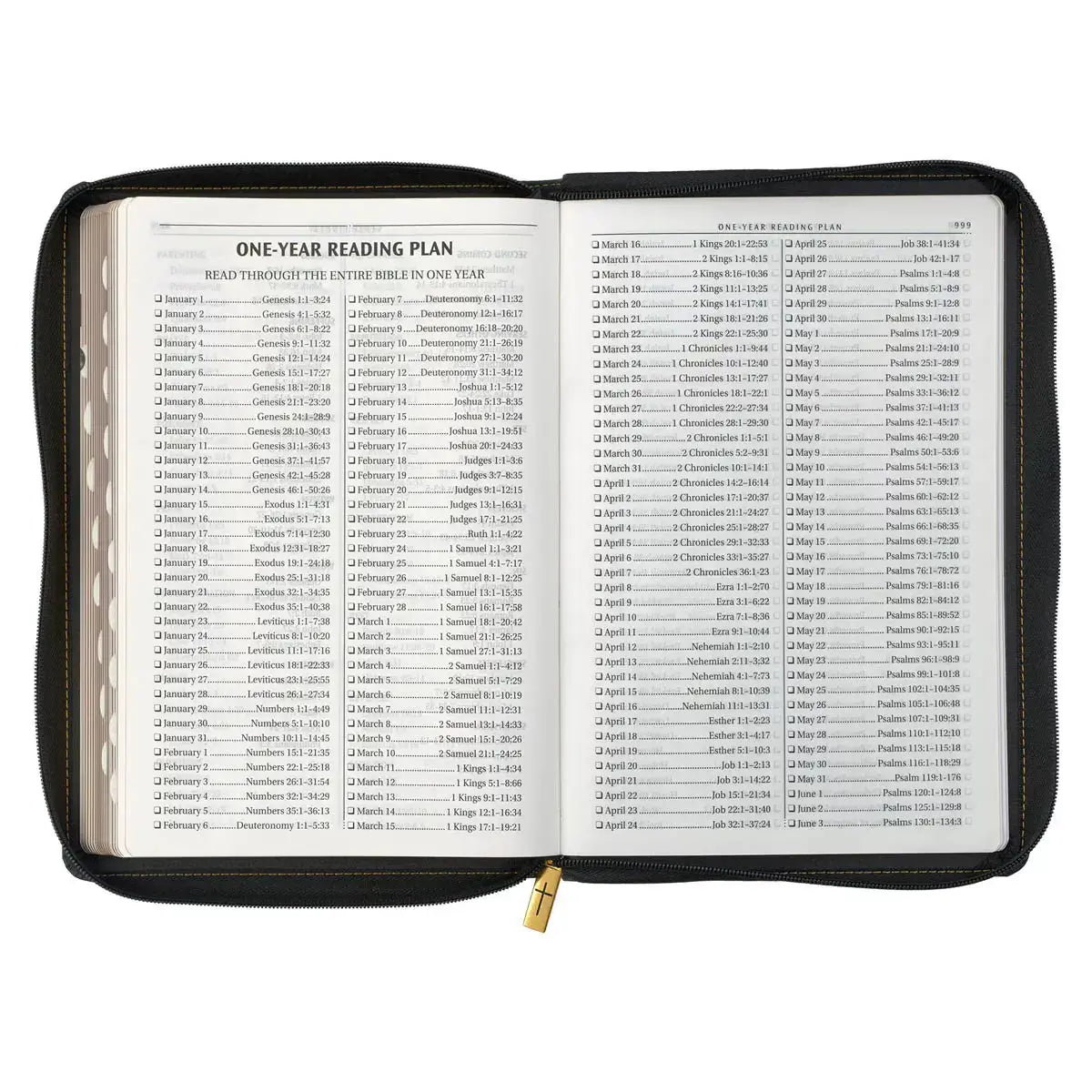 Black Faux Leather Large Print Thinline KJV Bible with Thumb Index & Zippered Closure