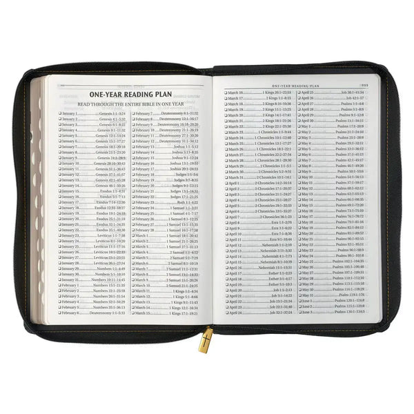 Black Faux Leather Large Print Thinline KJV Bible with Thumb Index & Zippered Closure