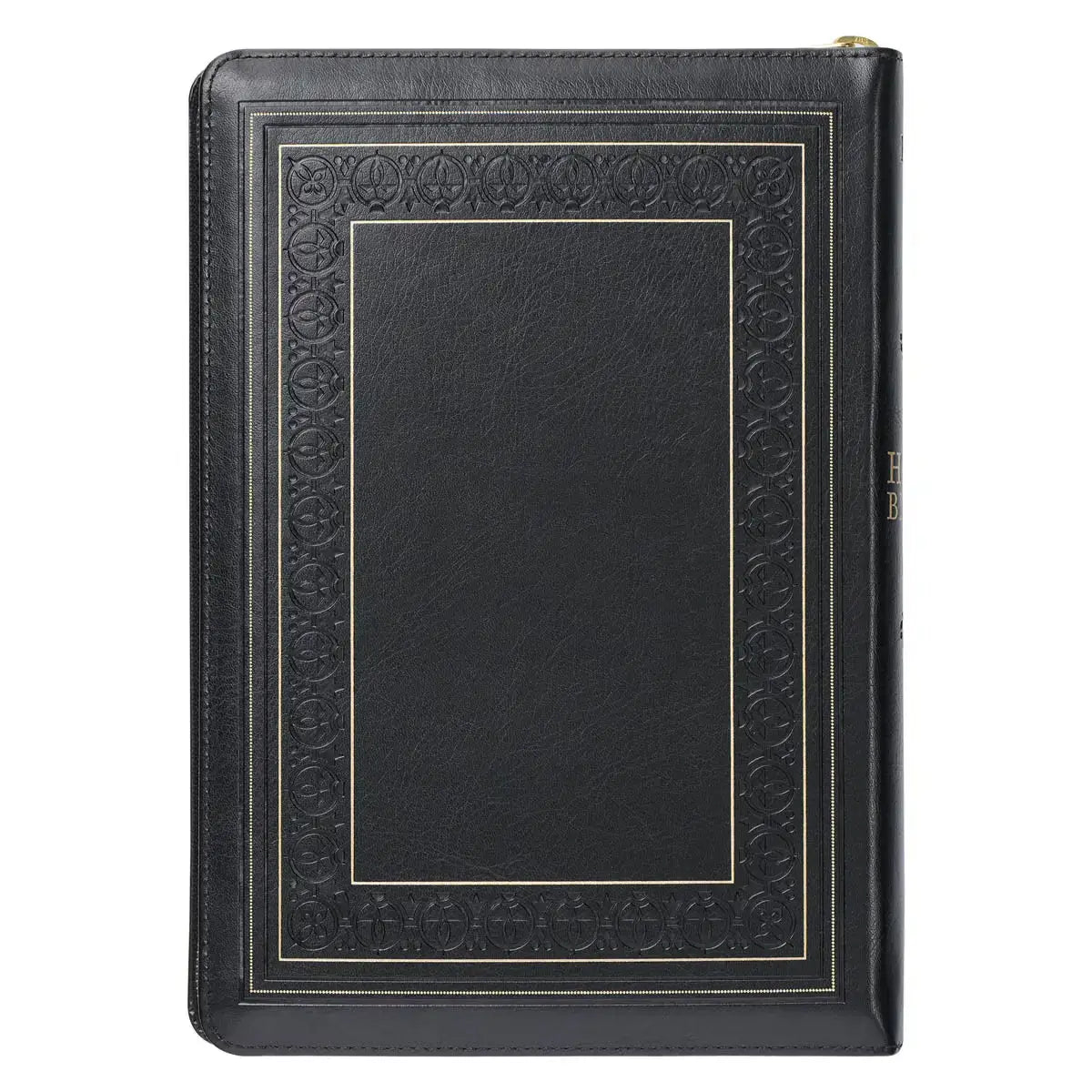 Black Framed Faux Leather Giant Print Full-Size King James Version Bible with Thumb Index & Zippered Closure