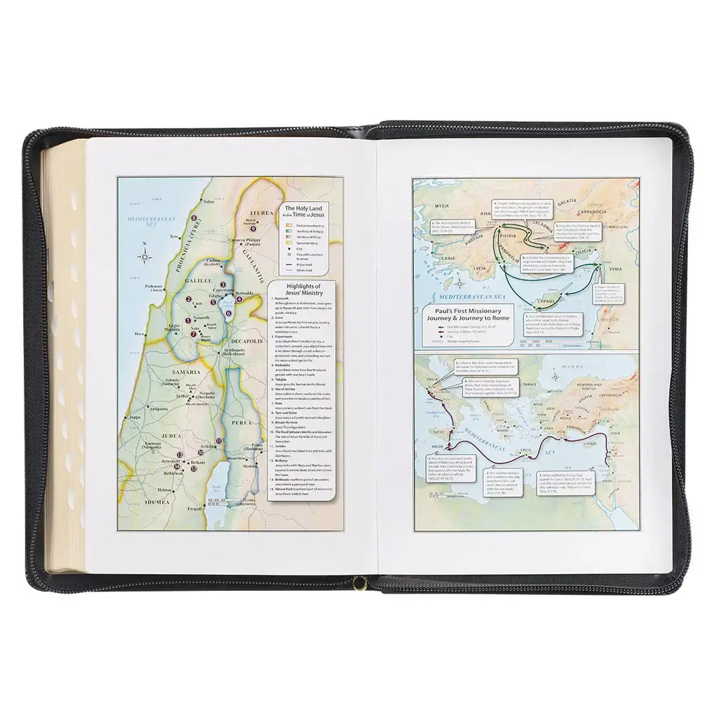 Black Framed Faux Leather Giant Print Full-Size King James Version Bible with Thumb Index & Zippered Closure