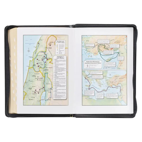 Black Framed Faux Leather Giant Print Full-Size King James Version Bible with Thumb Index & Zippered Closure
