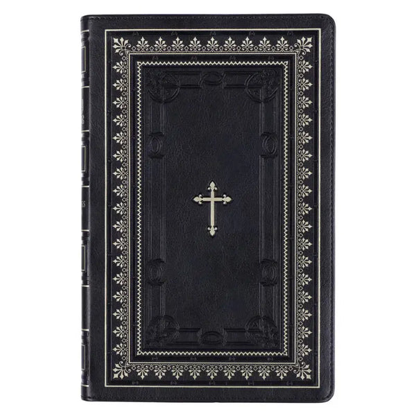 Black Framed Faux Leather King James Version Deluxe Gift Bible with Thumb Index