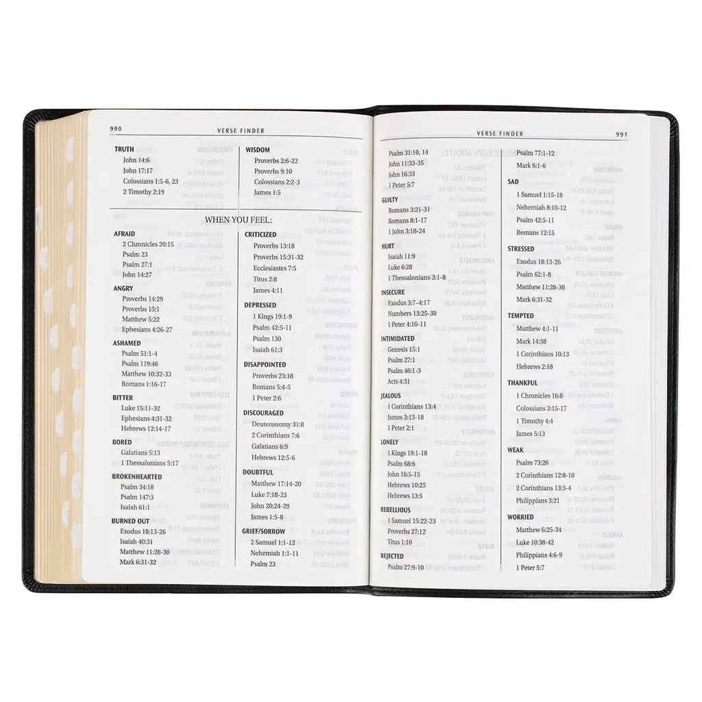 Black Framed Faux Leather King James Version Deluxe Gift Bible with Thumb Index