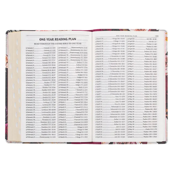 Black & Burgundy Floral Faux Leather Large Print Thinline King James Version Bible with Thumb Index