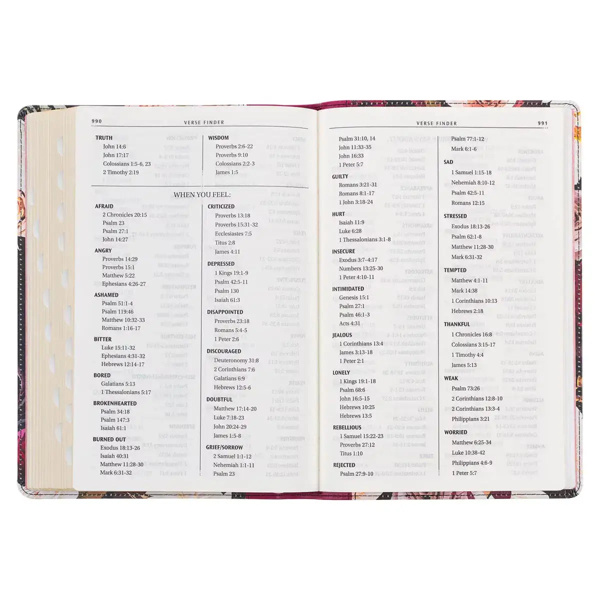 Black & Burgundy Floral Faux Leather Large Print Thinline King James Version Bible with Thumb Index