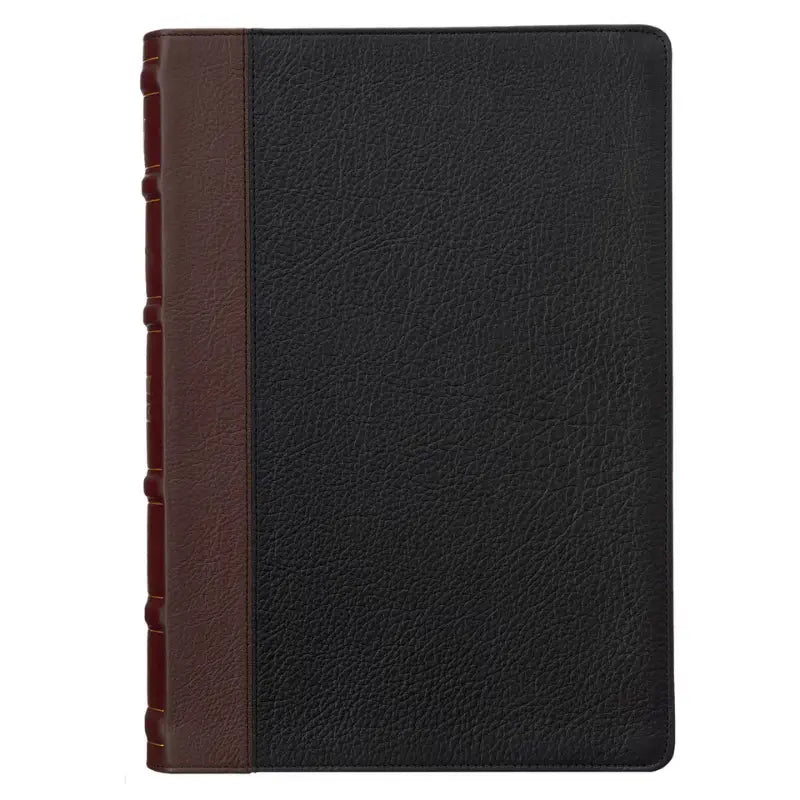 Black & Burgundy Full-Grain Leather Large Print King James Version Study Bible with Thumb Index Main image