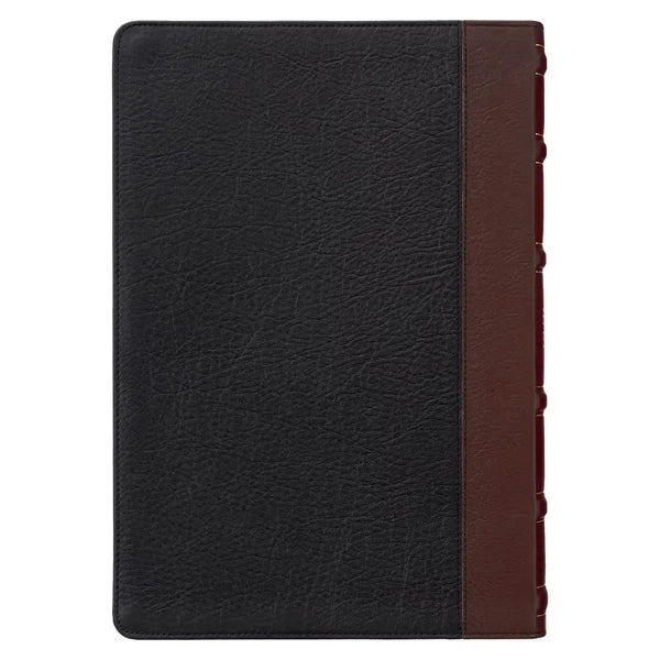 Black & Burgundy Full-Grain Leather Large Print King James Version Study Bible with Thumb Index