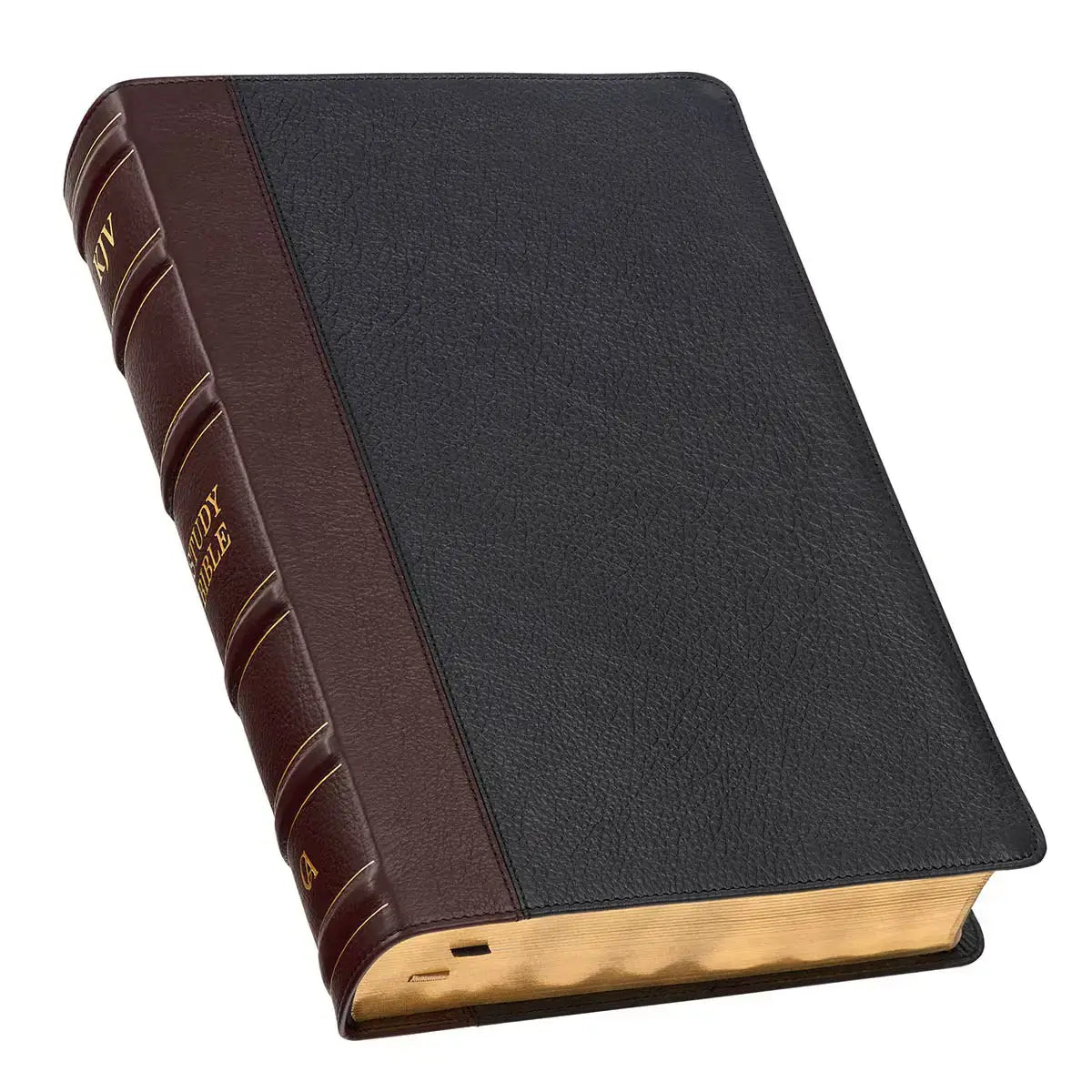 Black & Burgundy Full-Grain Leather Large Print King James Version Study Bible with Thumb Index