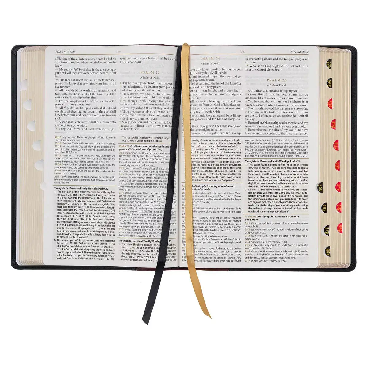 Black & Burgundy Full-Grain Leather Large Print King James Version Study Bible with Thumb Index
