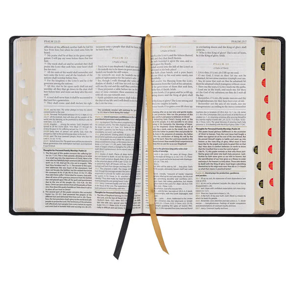 Black & Burgundy Full-Grain Leather Large Print King James Version Study Bible with Thumb Index