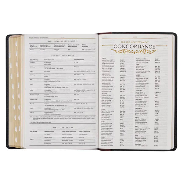 Black & Burgundy Full-Grain Leather Large Print King James Version Study Bible with Thumb Index