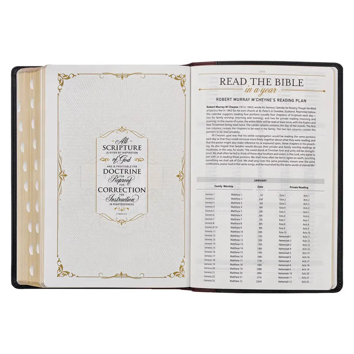 Black & Burgundy Full-Grain Leather Large Print King James Version Study Bible with Thumb Index