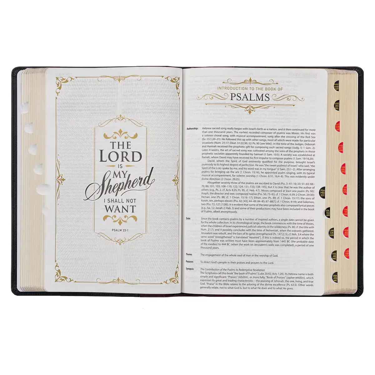 Black & Burgundy Full-Grain Leather Large Print King James Version Study Bible with Thumb Index