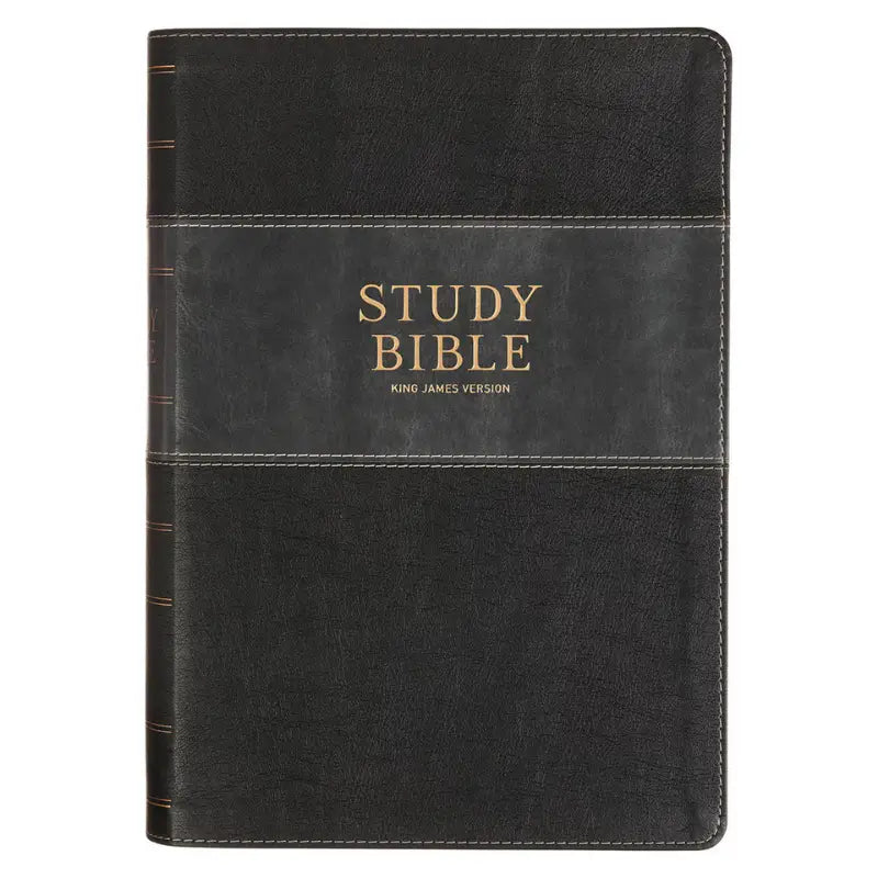 Black & Graphite Faux Leather Large Print King James Version Study Bible with Thumb Index Main image