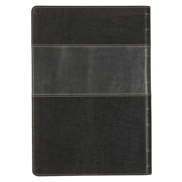 Black & Graphite Faux Leather Large Print King James Version Study Bible with Thumb Index