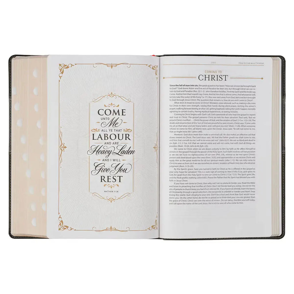 Black & Graphite Faux Leather Large Print King James Version Study Bible with Thumb Index