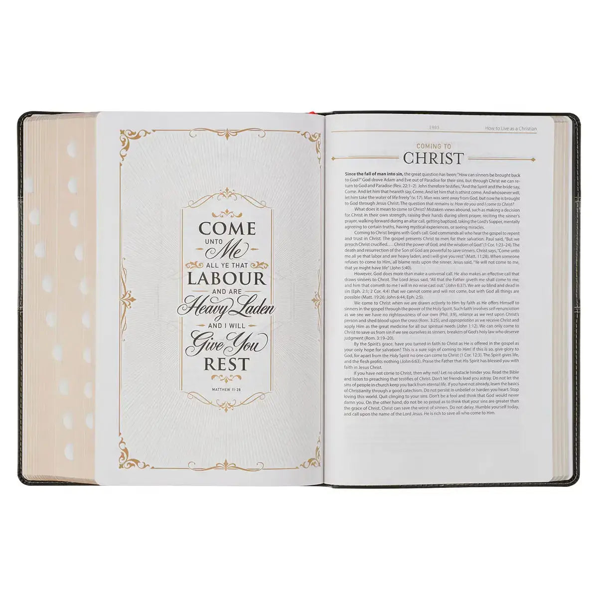 Black & Graphite Faux Leather Large Print King James Version Study Bible with Thumb Index