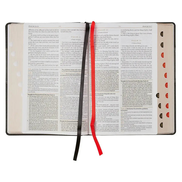 Black & Graphite Faux Leather Large Print King James Version Study Bible with Thumb Index