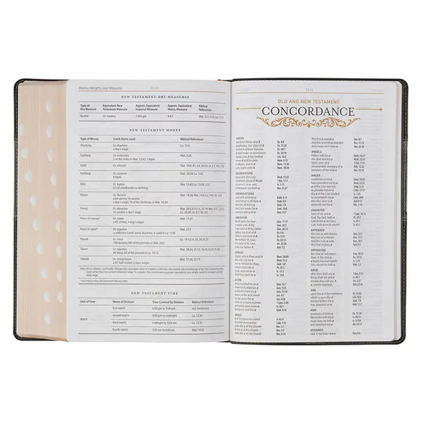 Black & Graphite Faux Leather Large Print King James Version Study Bible with Thumb Index