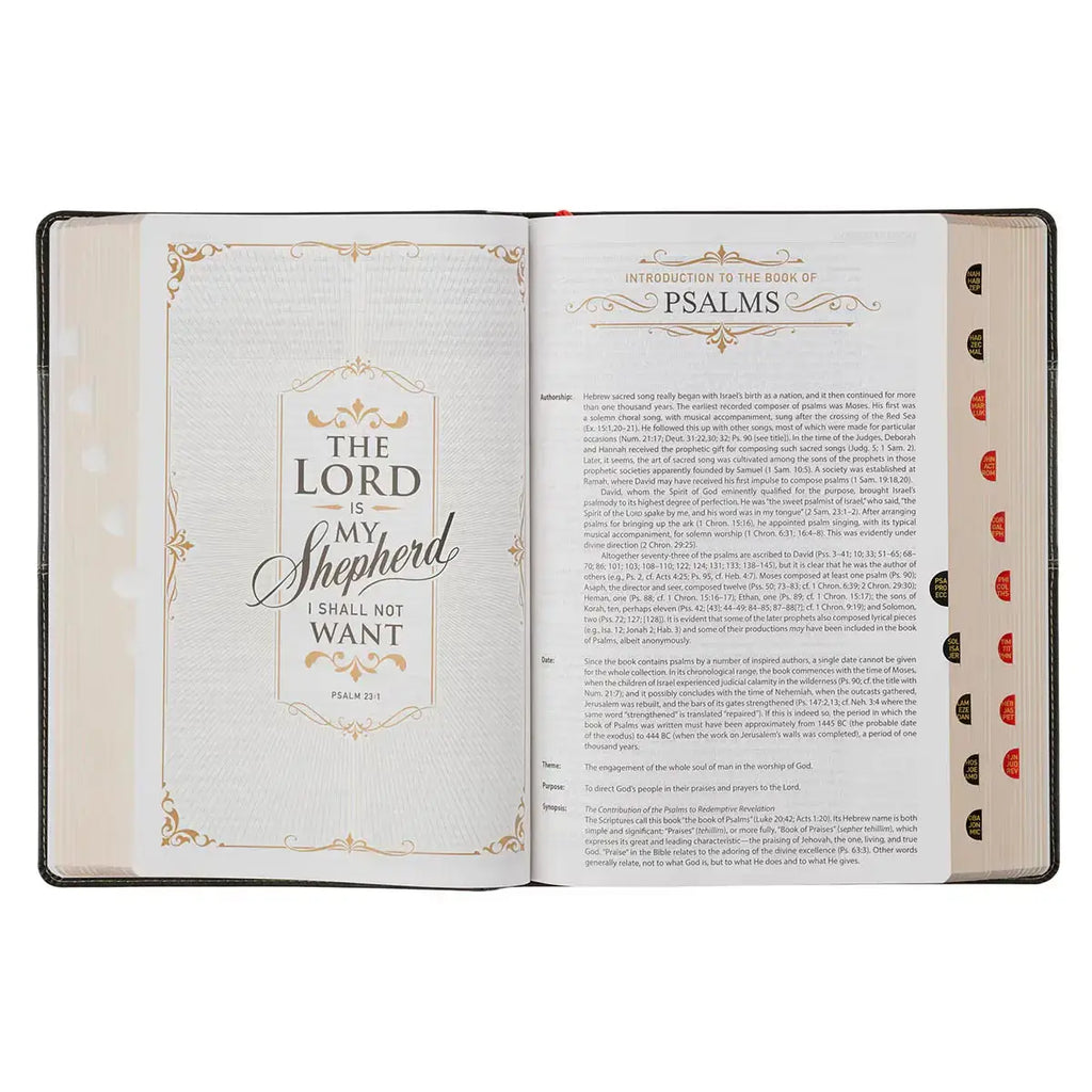 Black & Graphite Faux Leather Large Print King James Version Study Bible with Thumb Index