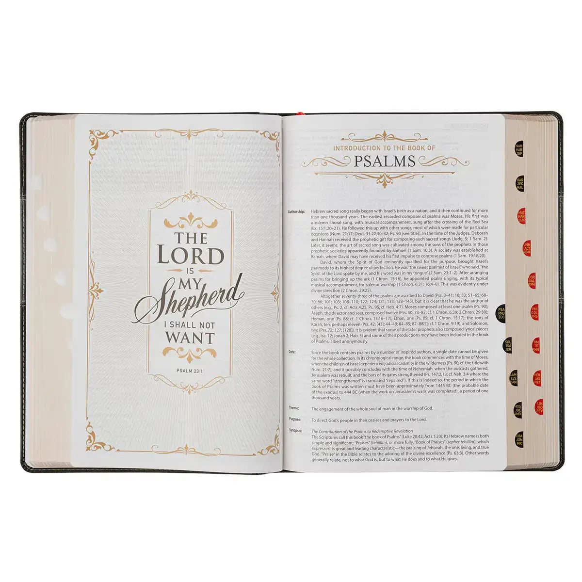 Black & Graphite Faux Leather Large Print King James Version Study Bible with Thumb Index